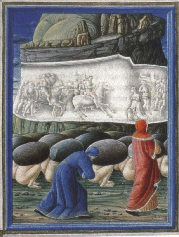 Guglielmo Girardi Dante,Guided by virgil bows before a relief depicting Emperor Trajan and the widow in canto X of the Purgatorio Norge oil painting art